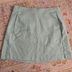 Free People aqua blue & white houndstooth mini skirt